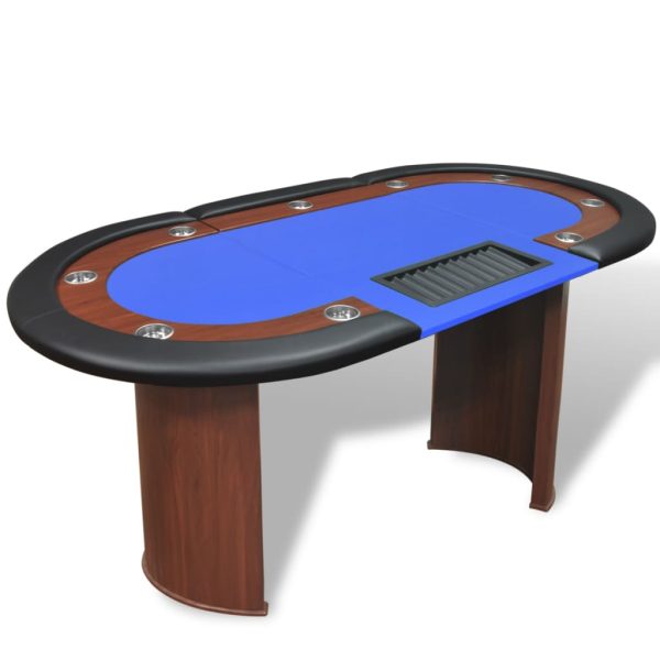 Pokerbord för 10 spelare med dealer - Blå