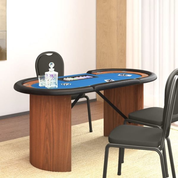 Pokerbord med markerhållare 10 spelare 160x80x75 cm - Blå